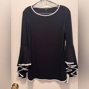 Black Blouse with Flared Sleeves